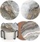 Coaster for Drinks Set of 6, Grey Marble Golden Stone Agate Table Absorbent Round Ceramic Stone Mat, with Cork Base and Metal Holder, Gift for Housewarming Room Bar Decor